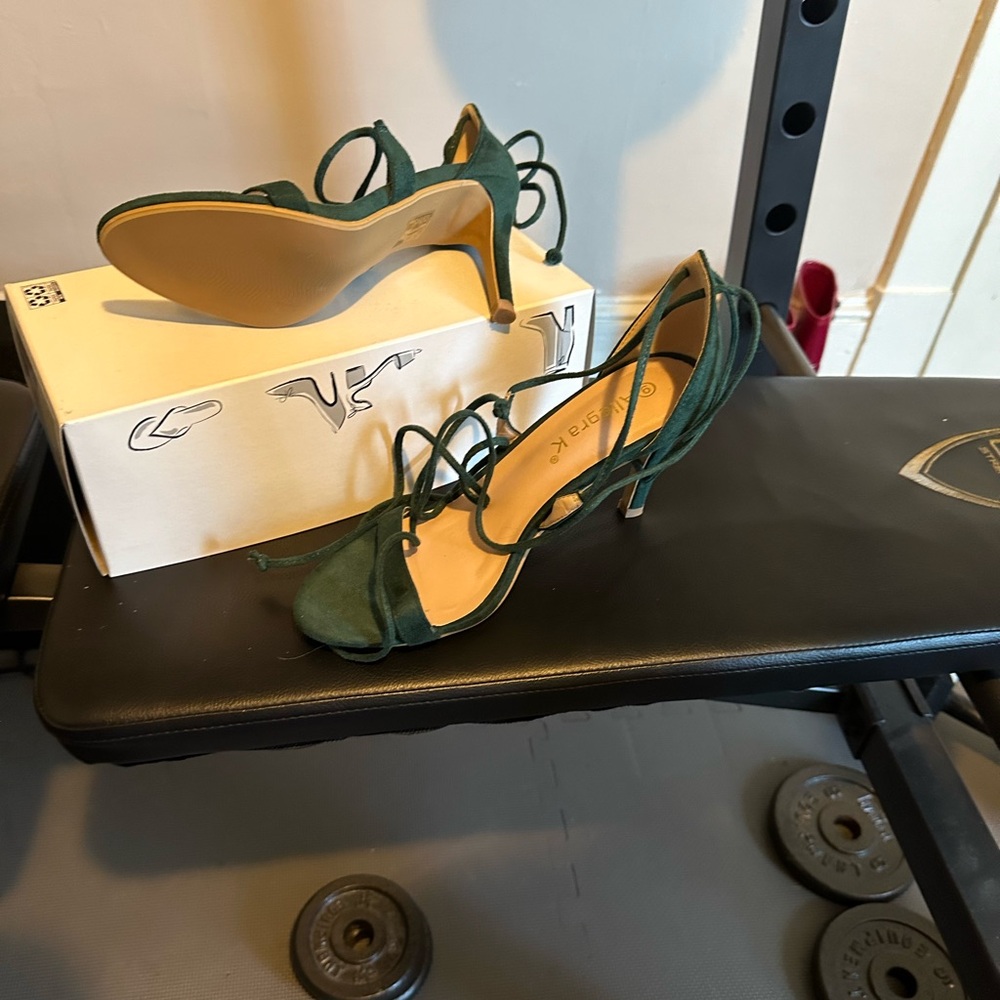 Green strap heels